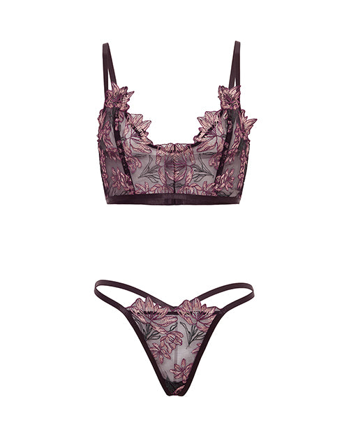 Adela Embroidered Boned Bustier w/G-String 2 pc Set