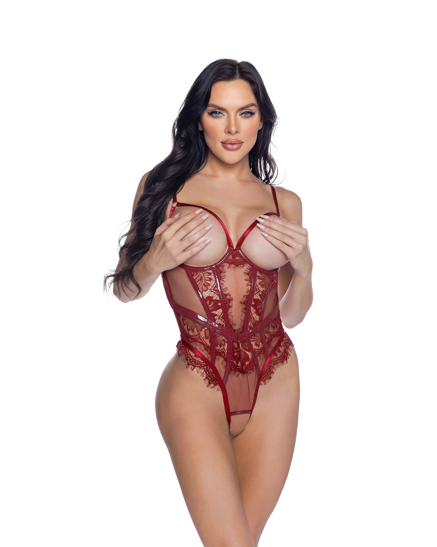 LI709 - Eden Open-Cup Crotchless Teddy